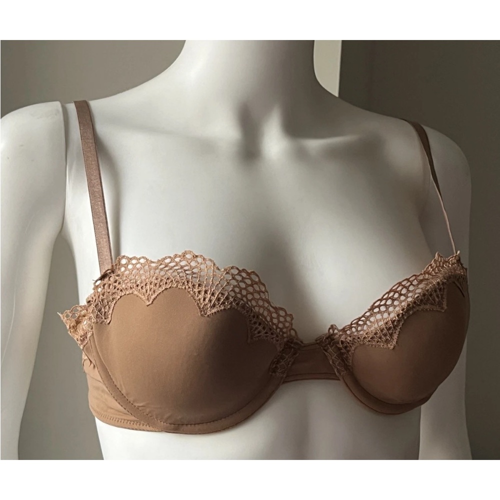 DKNY Tan Lightly Padded Push Up Bra 34B Lace Details